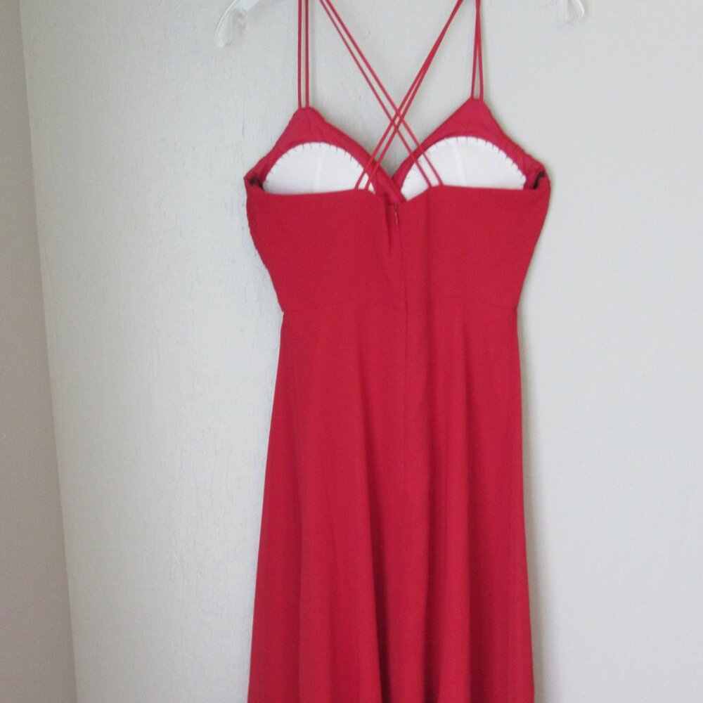 LANDMARK Red Chiffon Spaghetti Straps Padded Bust Fit & Flare Size S Dress - Picture 3 of 4